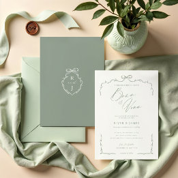 Convites Arco Verde Elegante e Casamento de Fita
