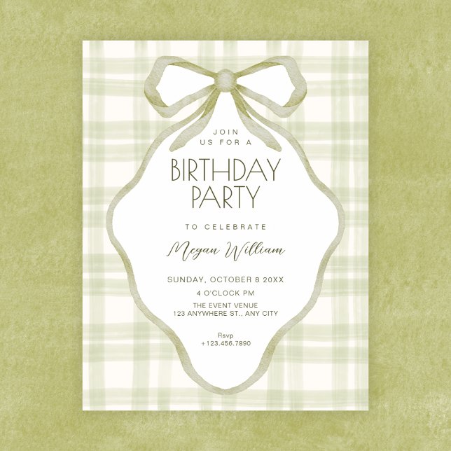 Convites Arco verde suave pastel aniversário (Criador carregado)