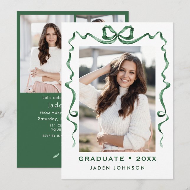Convites Arco Verde Trendy Friso 4 Festa de formatura FOTO (Frente/Verso)
