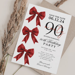 Convites Arco Vermelho Coquete Salve a Data da Festa de 90