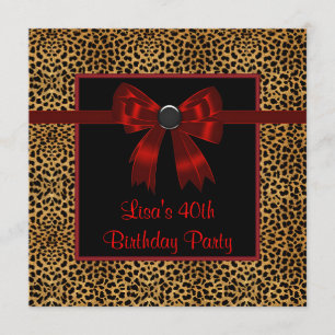 Convites Arco Vermelho de Leopardo para Aniversário de 40 A