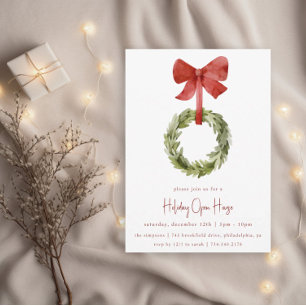 Convites Arco Vermelho de Wreath de Natal Holiday Open Ho