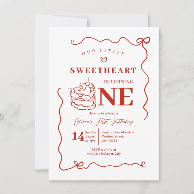 Convites Arco Vermelho Desenhado À Mão Pequeno Sueco Virand (Frente)