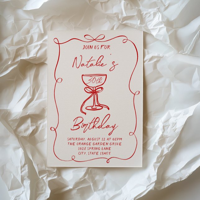 Convites Arco Vermelho Desenhado Mão 30 Martini 50º anivers (Criador carregado)