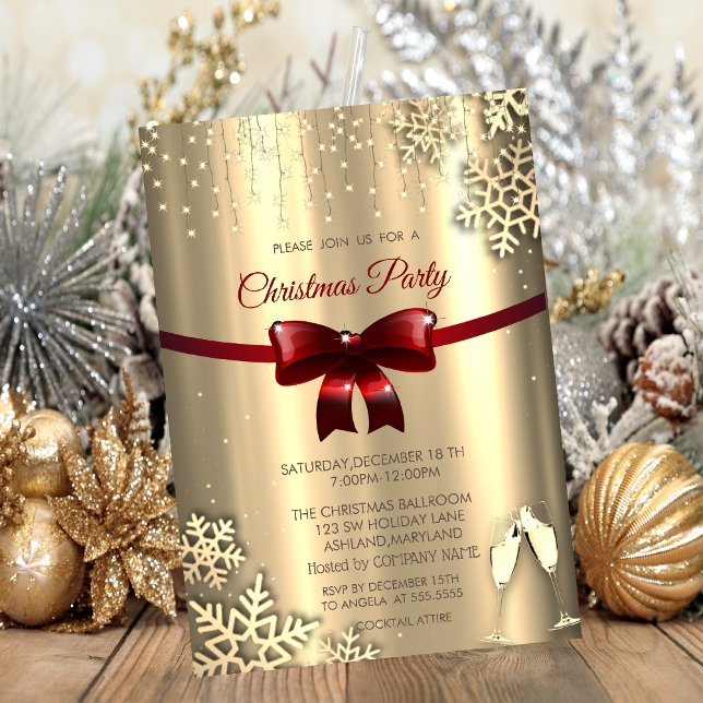 Convites Arco Vermelho, Flocos de Neve, Óculos Dourados Nat (Criador carregado)