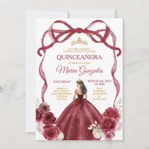 Convites Arco Vermelho Princesa Dourada Quinceañera