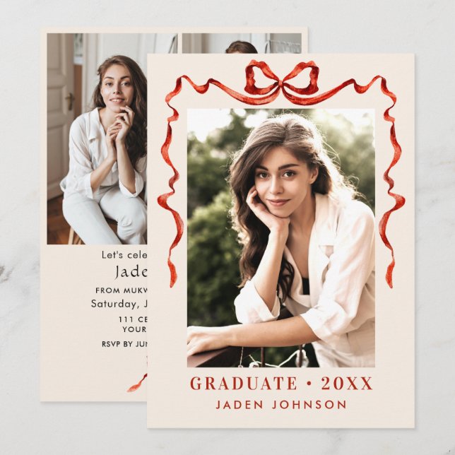 Convites Arco Vermelho Trendy Friso 4 Festa de formatura FO (Frente/Verso)