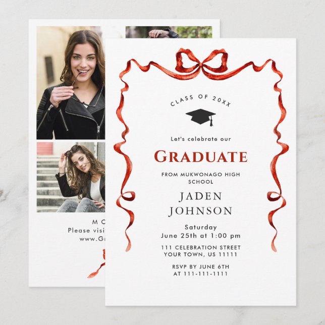 Convites Arco Vermelho Trendy Friso 4 Festa de formatura FO (Frente/Verso)