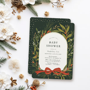 Convites Arco Vermelho  Verde de inverno Chá de fraldas Ver