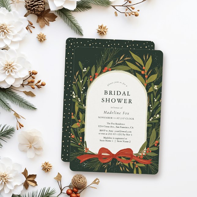 Convites Arco Vermelho  Verde de inverno Chá de panela Verd (Criador carregado)