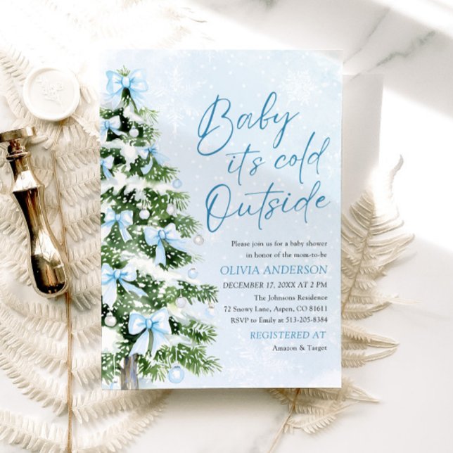 Convites Arcos azuis Bebê é frio fora do Chá de fraldas (Criador carregado)