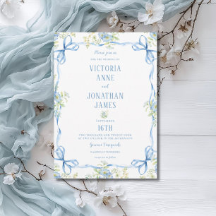 Convites Arcos Azuis Fitas e Casamento de Frame Floral