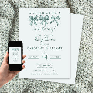 Convites Arcos Coquette Christian Child of God Baby Green