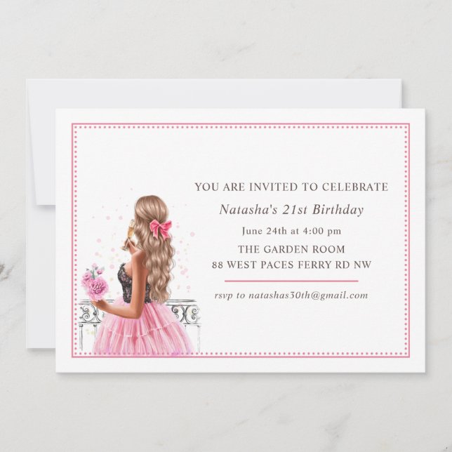 Convites Arcos cor-de-rosa Festa de aniversário de champanh (Frente)