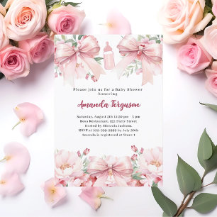 Convites Arcos cor-de-rosa floresce Chá de fraldas de garra