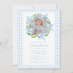 Convites Arcos de Aquarela Preppy Xadrez Foto Personalizada