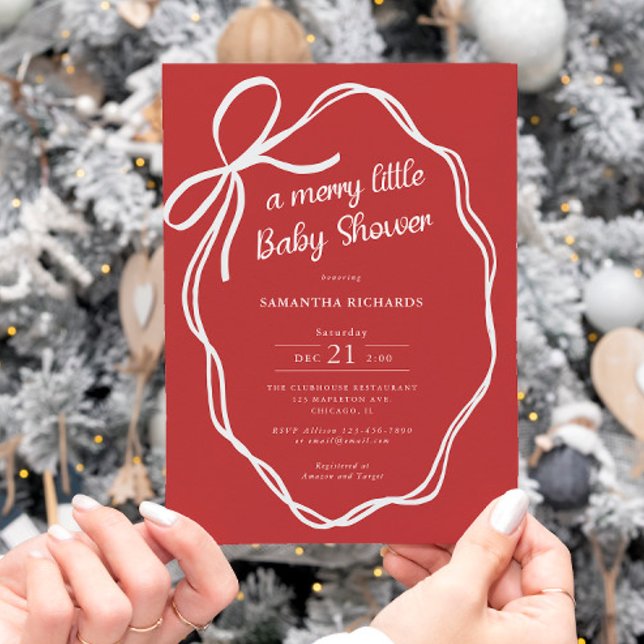 Convites Arcos de coqueteleira vermelho de Natal baby showe (Criador carregado)