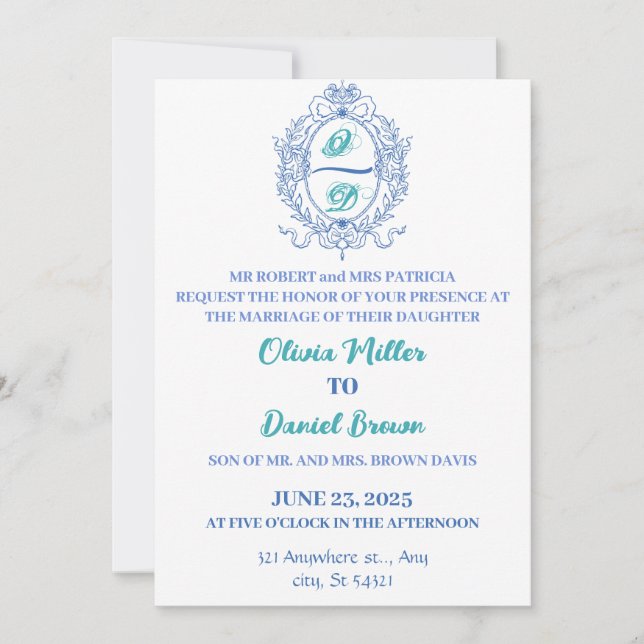 Convites Arcos de Fita de Oval Floral Elegante Casamento (Frente)