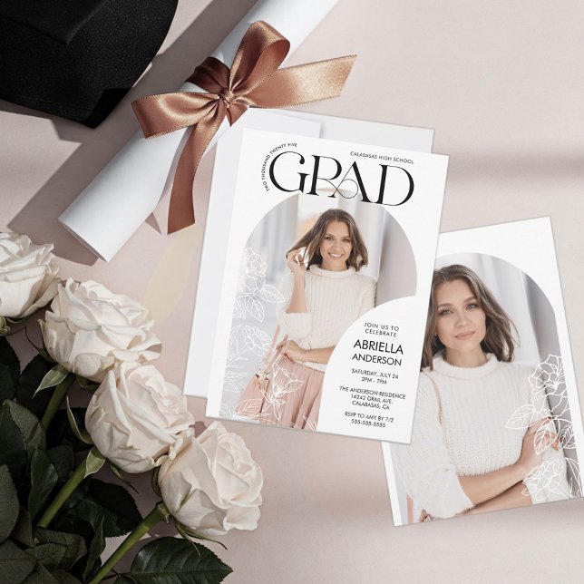 Convites Arcos de Graduação Elegantes com Quadros de Fotos  (Criador carregado)