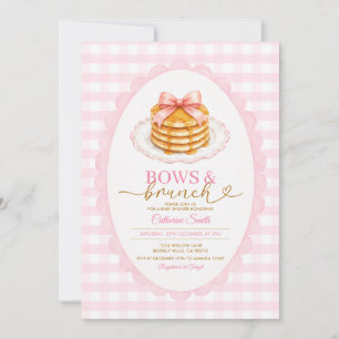Convites Arcos e Brunch Chá de Bebê Xadrez Rosa