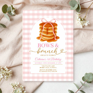 Convites Arcos e Brunch Pancake Blue Chá de fraldas Gingham