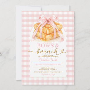 Convites Arcos e Brunch Waffle Rosa Brunch Chás de Bebê