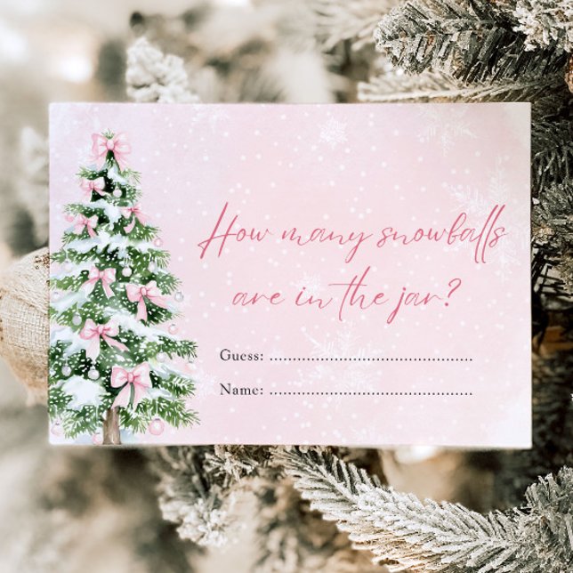 Convites Arcos Natal Quantos Jogos de Chá de fraldas Snowba (Pink Bows Christmas How Many Snowballs Baby Shower Game )