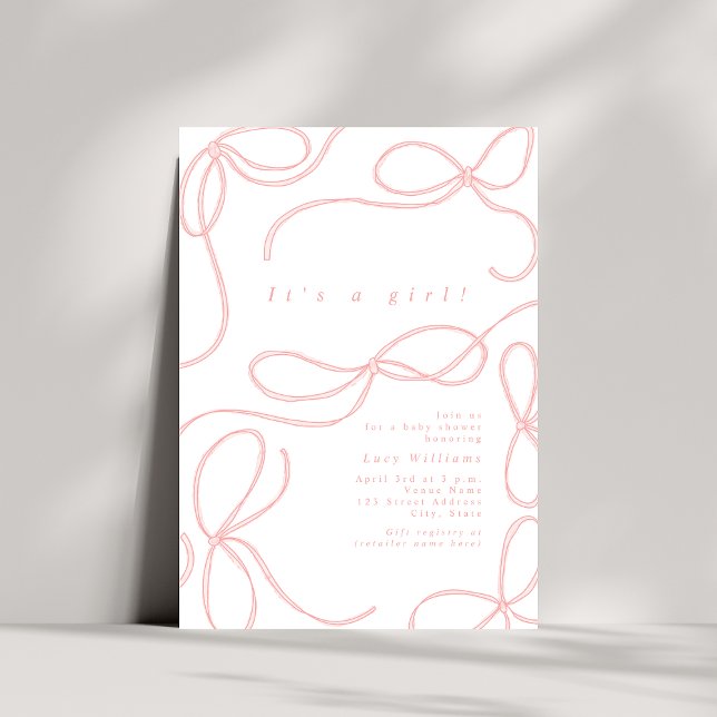 Convites Arcos Rosa Delicados Coqueta Chá de fraldas Rapari (Criador carregado)