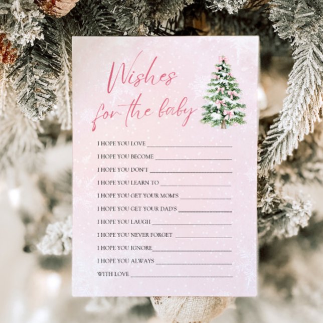 Convites Arcos Rosa Desejos De Natal Para Jogo De Aconselha (Pink Bows Christmas Wishes For Baby Advice Game)