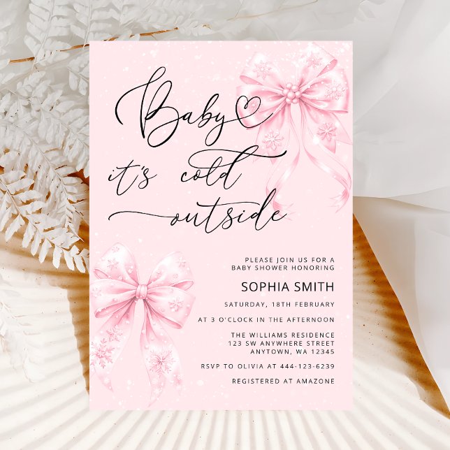 Convites Arcos Rosa Elegantes Frio Chá de fraldas Rapariga (Criador carregado)