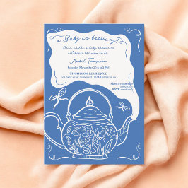 Convites Arcos vermelhos bule bebê está criando chá