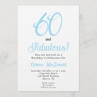 Convites Arctic Blue Sixty and Fabulous 60th Birthday Party