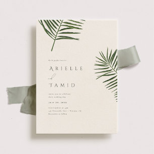 Convites Areca Modern Watercolor Palm Wedding