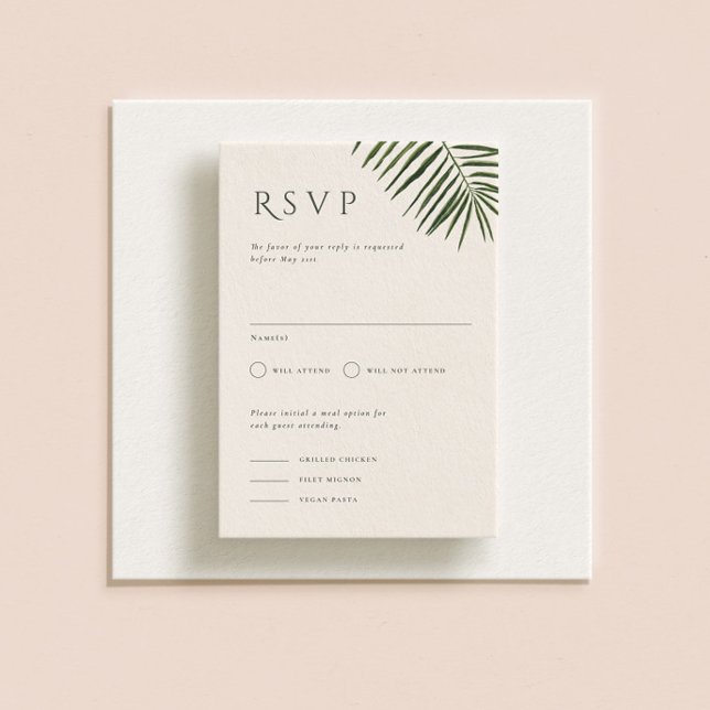 Convites Areca Modern Watercolor Palm Wedding RSVP (Criador carregado)