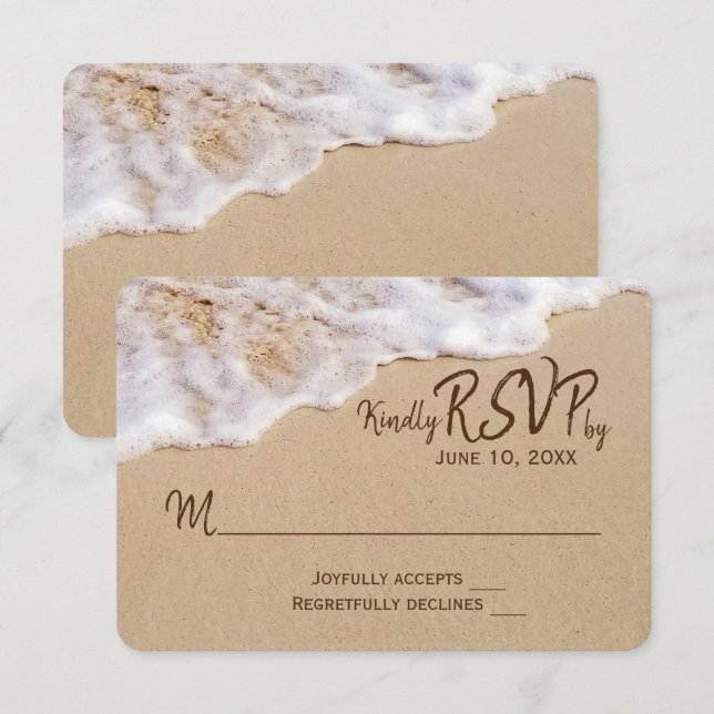 Convites Areia da Praia Oceânica RSVP (Frente/Verso)