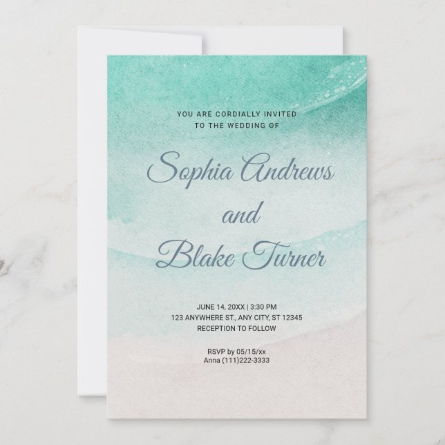 Convites Areia e Casamento de Água na Praia (Frente)