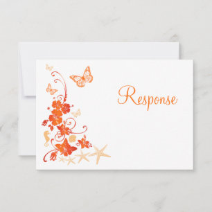 Convites Areia, Laranja, White Tropical Beach RSVP Card