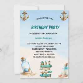 Convites Areia tropical Garrafa de praia Aniversário de Ver