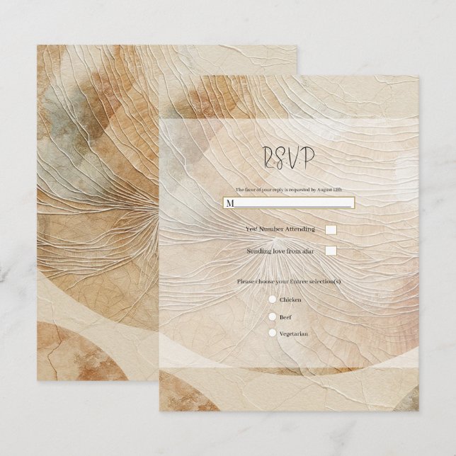 Convites Arejado Neutro Elemento Natural Boêmio Boho RSVP (Frente/Verso)