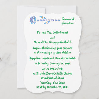 Convites Argentine Rose Flag Personalized Wedding
