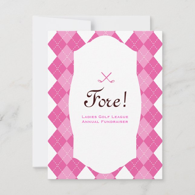 Convites Argyle do Partido de Golfe das Mulheres Rosa (Frente)