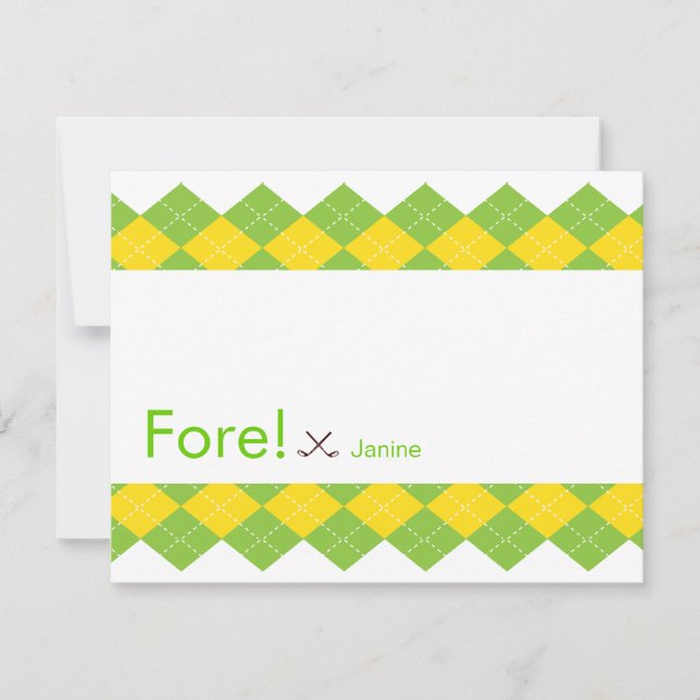 Convites Argyle Preppy do Partido Golf (Frente)