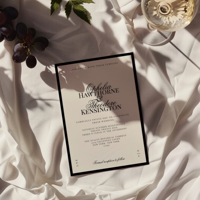 Convites Aria | Black and Beige Minimal Elegant Wedding  (Criador carregado)