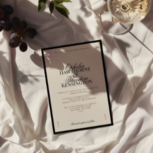 Convites Aria Casamento Minimalista Elegante Preto e Bege