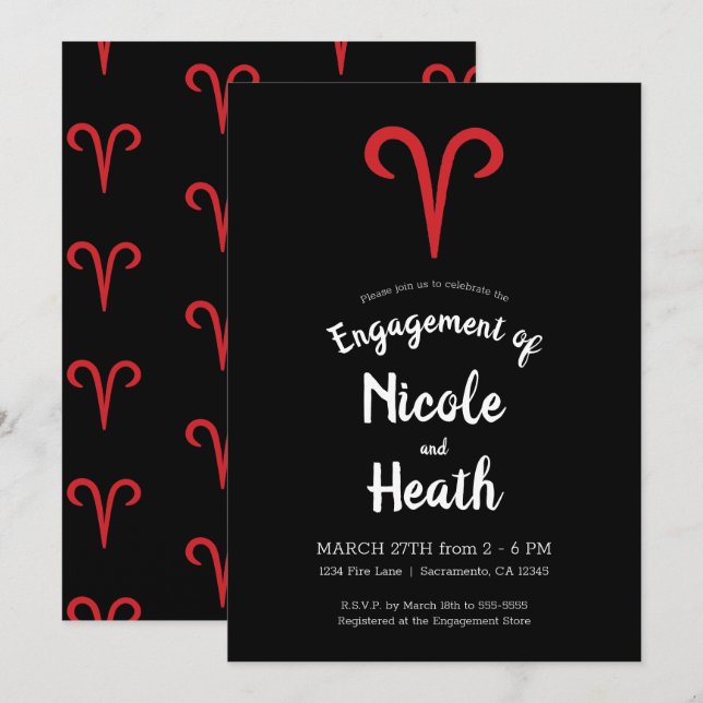 Convites Áries Carneiro Zodíaco Março Abril Astrologia Envo (Frente/Verso)