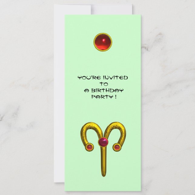 Convites ARIES RUBY, amarelo brilhante vermelho (Frente)