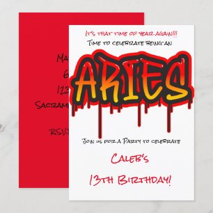 Convites ÁRIES Signo do Zodíaco Fogo Festa de Aniversário V