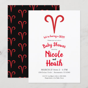 Convites ARIETE Carneiro Vermelho Astrologia Zodíaco Chuv d