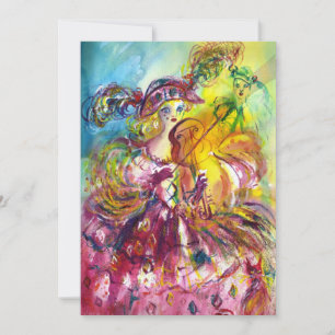 Convites ARLECCHINA VIOLINISTA Festa de Mardi Gras com Másc