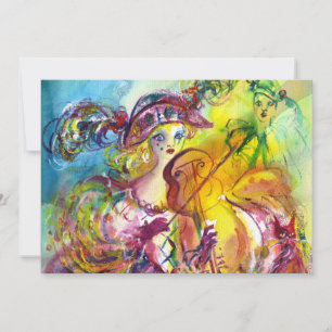 Convites ARLECCHINA VIOLINISTA Festa de Mardi Gras com Másc